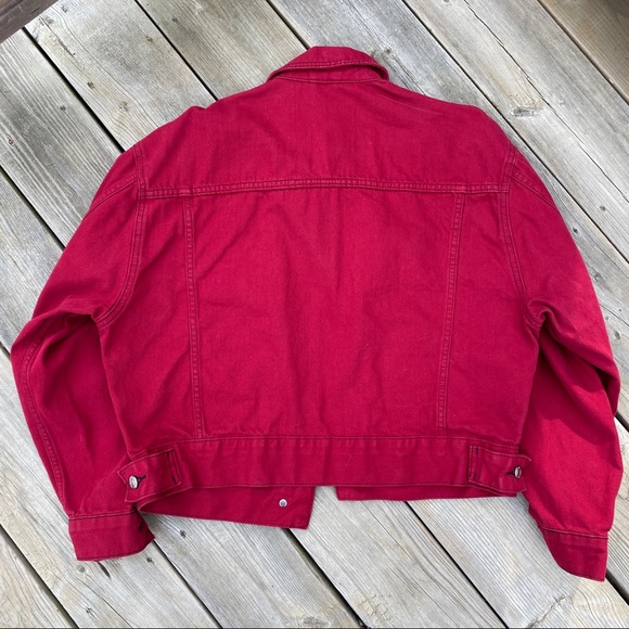 TopShop Moto Red Denim Jacket - Picture 3 of 4